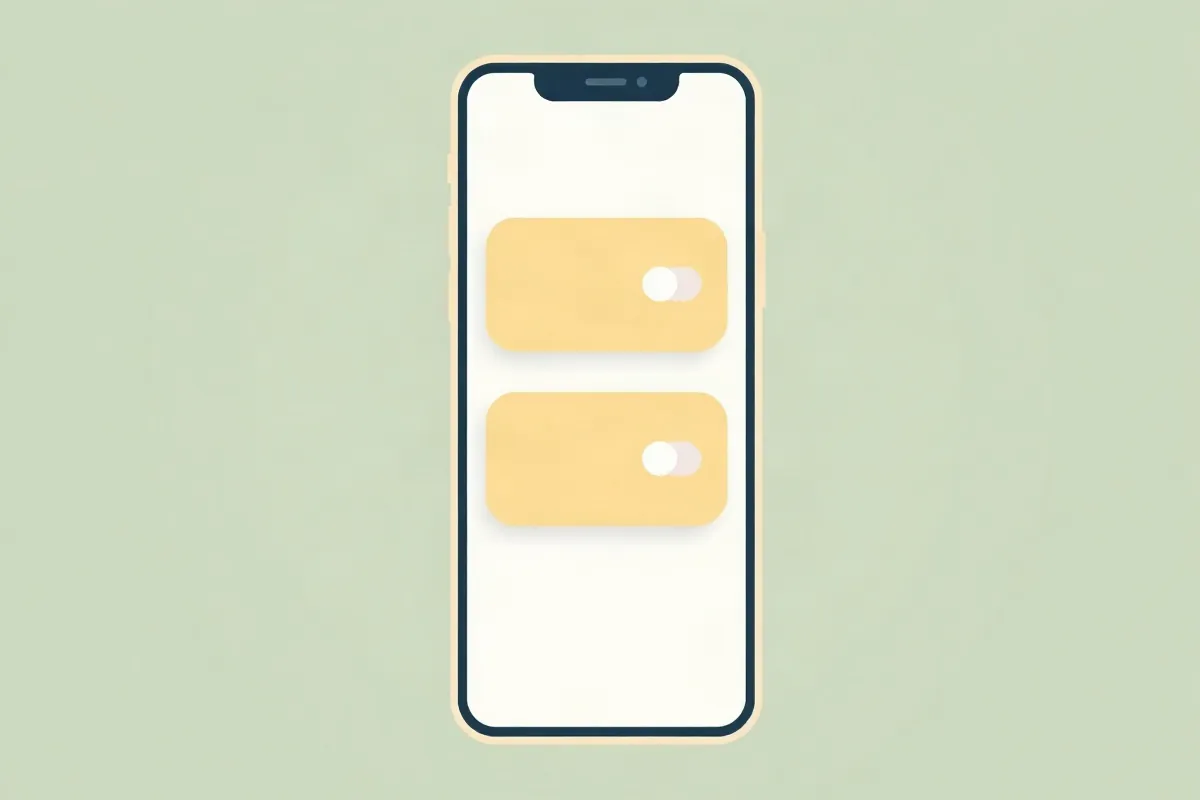 Phone settings screen with two cellular lines and toggle switches
