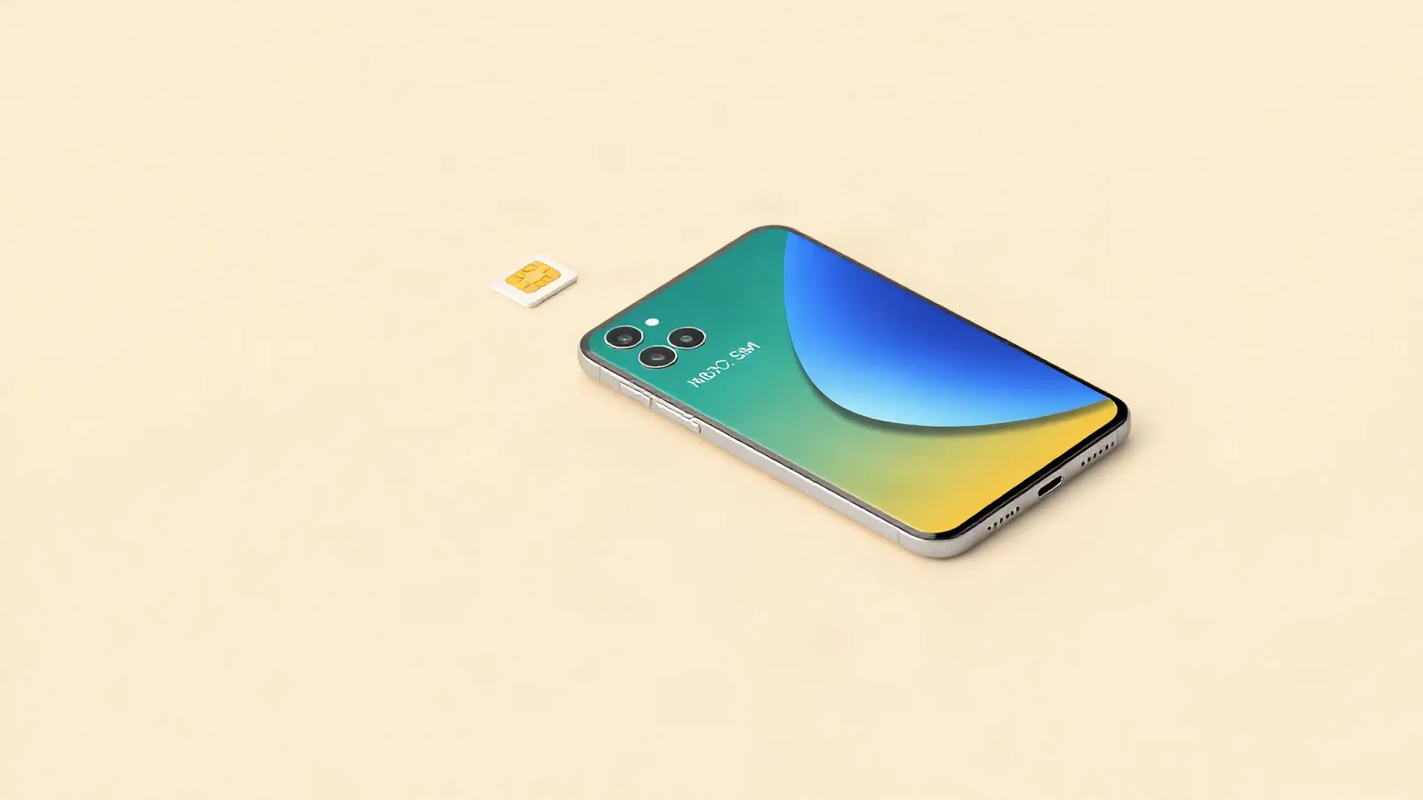 Slim Android smartphone next to a small eSIM chip symbol