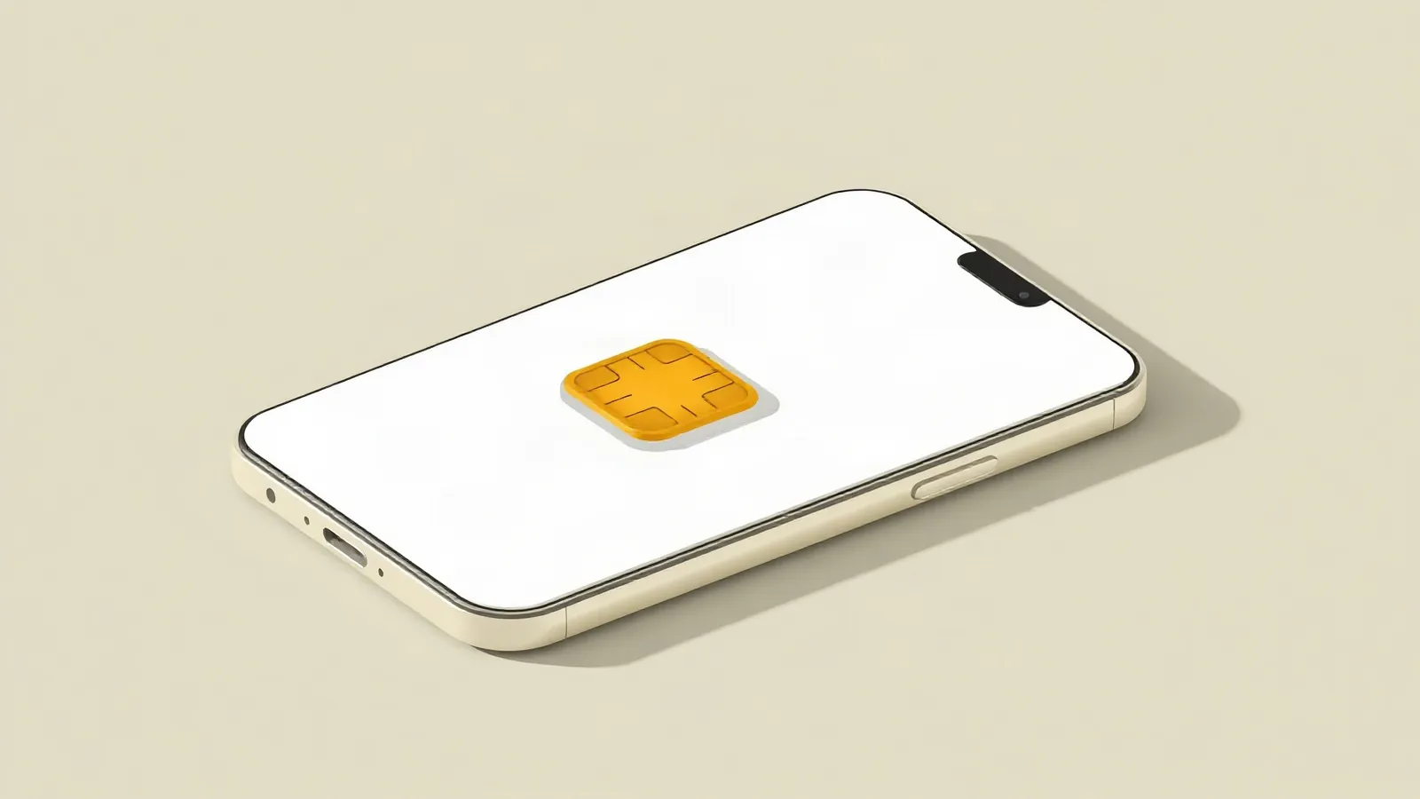 Small eSIM chip lifting out of a smartphone screen