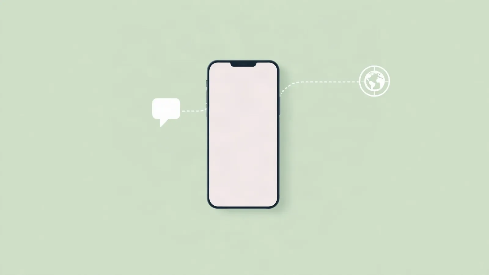 Smartphone with two lines flowing in, one for messages and one for data