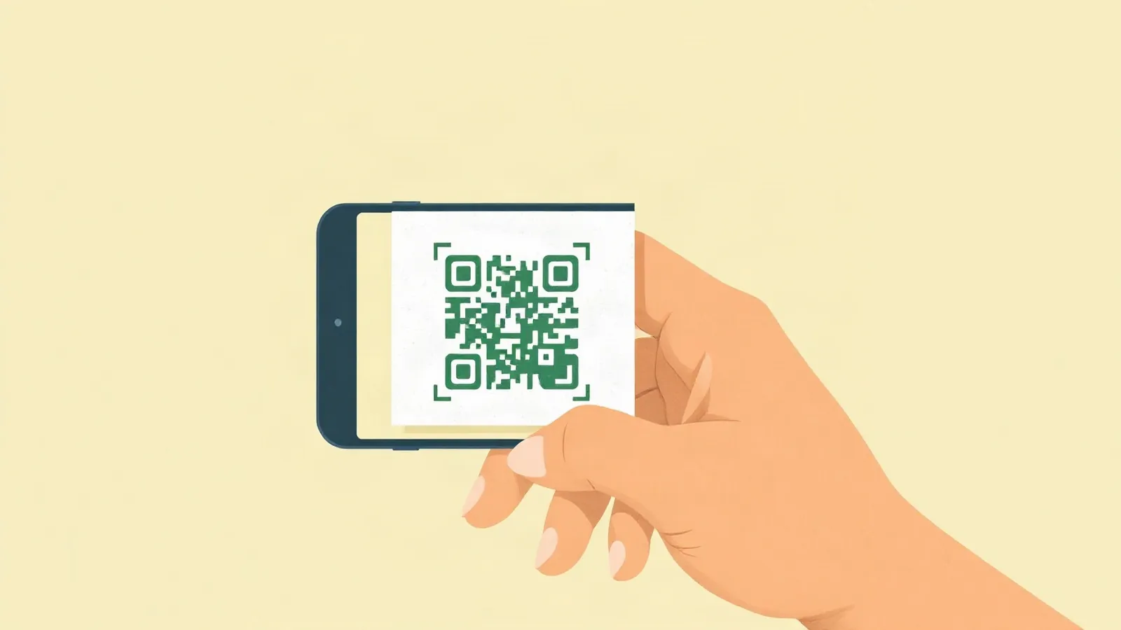 Android smartphone scanning a QR code on a card