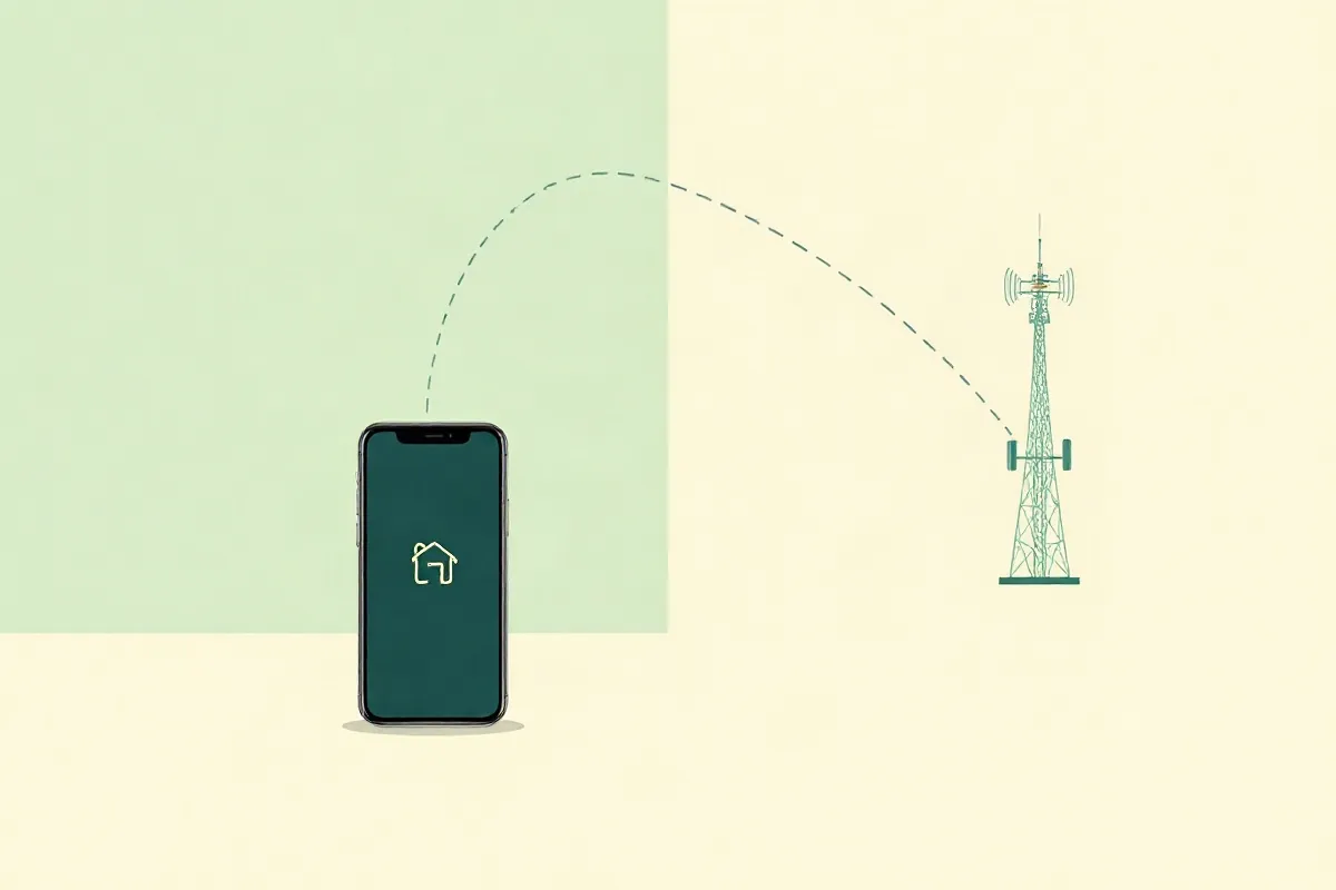 Roaming routes the phone back through the home network; a travel eSIM connects to a local network